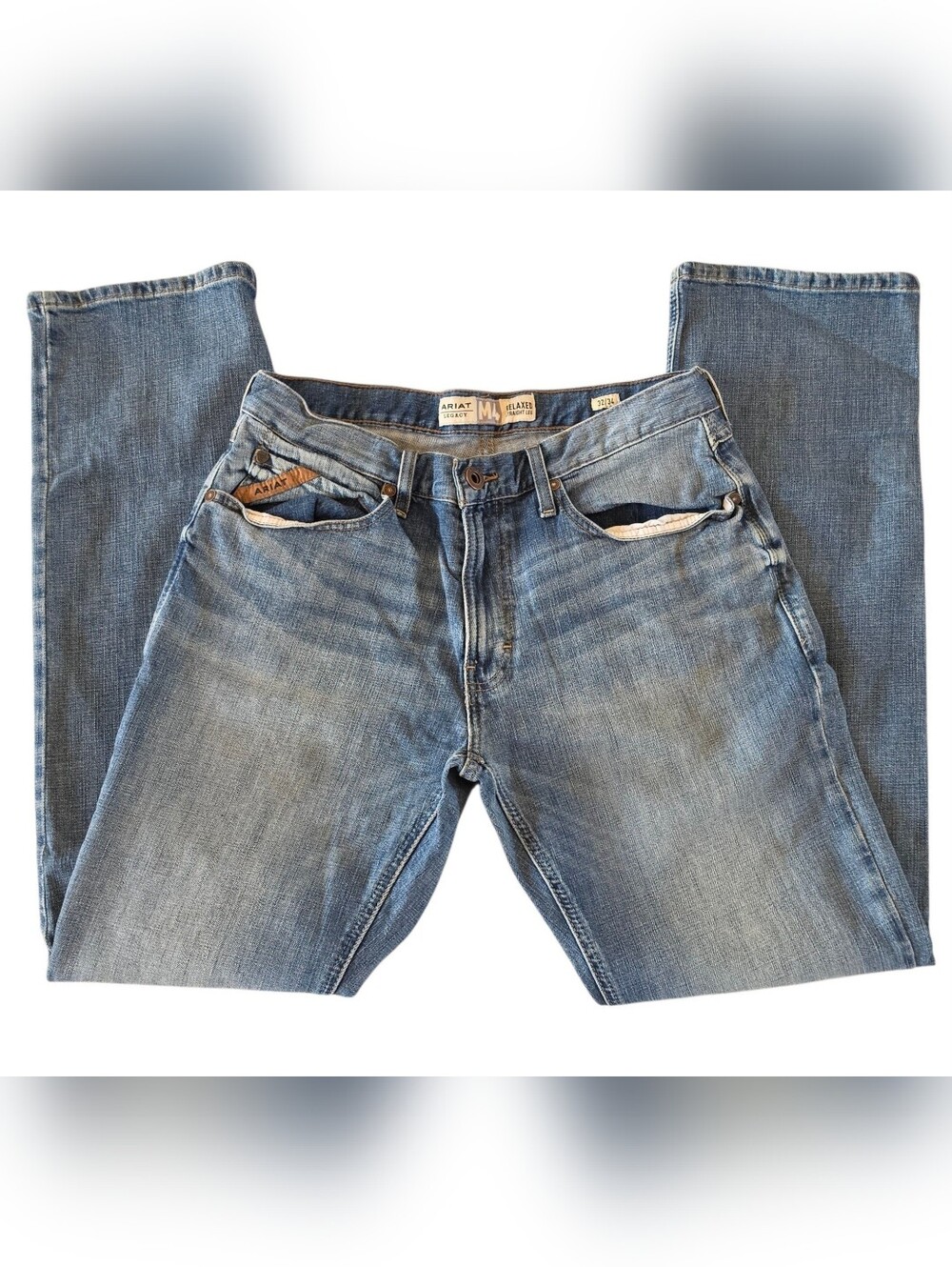 Ariat M4 Legacy Men's Light Blue Relaxed Straight Leg Denim Jeans 32x34